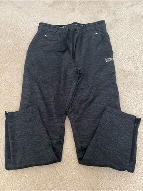 Reebok Men's Dark Charcoal Zip Hem Joggers